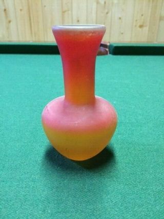 Vintage Pilgrim Art Glass Amberina Frosted Mini Bud Vase - Two Toned