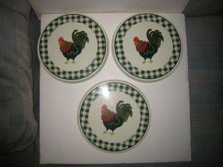 Set Of 3; Vintage Metal Rooster Stove Burner Covers; Pre - Owned; Made In Taiwan