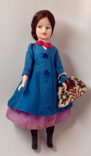 Vintage 1965 Horsman Mary Poppins Doll Disney Movie Doll 12” W/ Outfit & Purse.