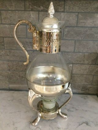 Vintage Silver Plated and Glass Ten Cup Carafe with Warmer 3