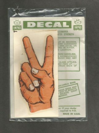 Vintage Two Finger Peace Sign Decal Auto Windshield 1960 