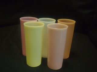 5 Vintage Pastel Tupperware 107 Tumblers Cups 16 Oz Multi - Color
