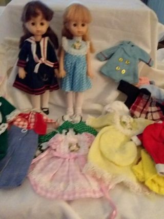 Vintage 1970 Ginny Doll Pair & Accessories