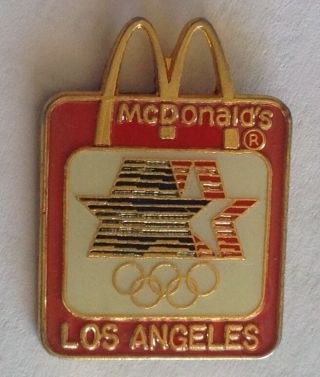 Mcdonalds Los Angeles La Olympics Usa Team Sponsor Pin Badge Rare Vintage (f3)