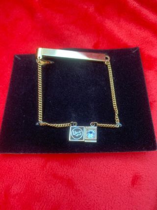 Vintage Tie Clip With Chain United States Steel Corporation