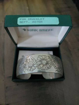 Vintage Kirk Stieff Pewter Cuff Bracelet - Aster