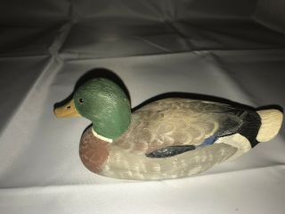 5 " Vintage Small Wood Hand Painted & Carved Duck
