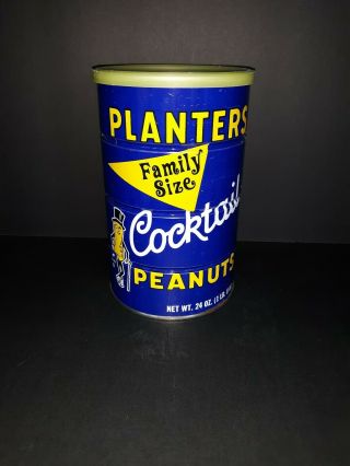 Vintage Planters Family Size Cocktail Peanuts Tin With Lid