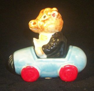 Vintage Anthropomorphic Cow Bull Driving Car Salt And Pepper Shakers
