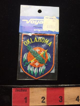 Vtg In Pkg.  Voyager Brand Orig.  $1.  59 Tag Oklahoma Souvenir Patch 69ii