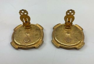 Vintage Coin/Button Clip - On Earrings Bronze & Brass tone metal MEDUSA HEAD Snake 4