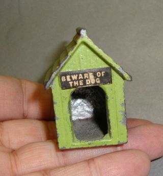 Vintage Miniature Painted Metal Dog House Beware Of The Dog England