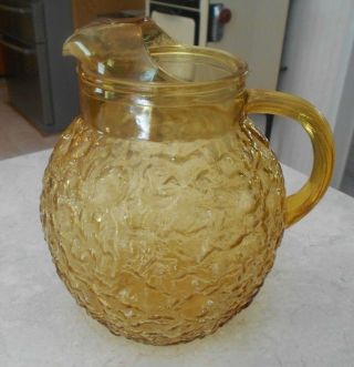 Vtg Lido Milano Glass Honey Gold Amber Globe Tea Milk Pitcher Anchor Hocking