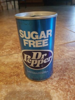 Vintage Sugar Diet Dr.  Pepper Pull Tab Soda Can No Bar Code Blue 1980s
