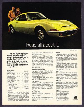 1970 Buick Opel Gt Coupe Photo " Read All About It " Vintage Promo Print Ad