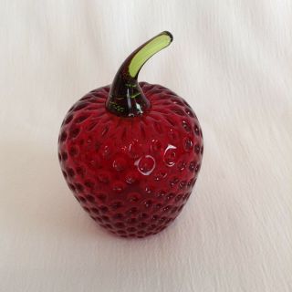 Single Vintage Royal Ruby Red Glass Strawberry