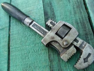 Vintage Pipe Wrench Stillson Walworth 7 " Wood Handle Monkey Wrench Boston Ma