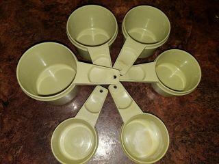 Vintage Tupperware Set Of 6 Avocado Green Measuring Cups Nesting