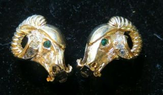 Vintage K.  J.  L.  Rams Head Earrings