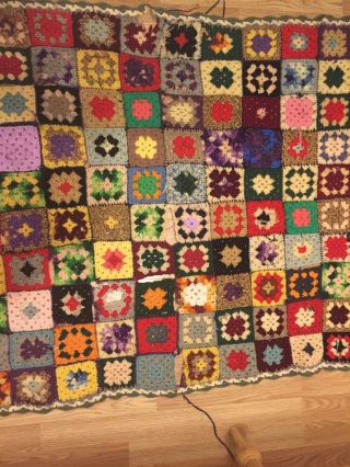 Vintage Crochet Granny Square Afghan 41 