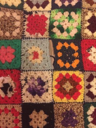 Vintage Crochet Granny Square Afghan 41 