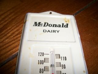 Old Vintage Mcdonald Dairy Metal Thermometer Sign Chesaning,  Detroit,  Mich.  Farm