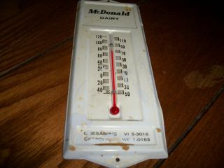 old vintage McDonald Dairy metal thermometer sign Chesaning,  Detroit,  Mich.  farm 3