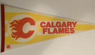 Vintage 1980’s Calgary Flames 30 " Nhl Hockey Sports Pennant Flag Rare