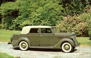 Cars 1935 Ford V - 8 Chrome Postcard Long Island Auto Museum Vintage Post Card