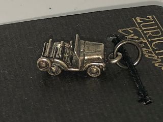 Vintage Sterling Silver Old Fashioned Car Charm Marked 925 On Card