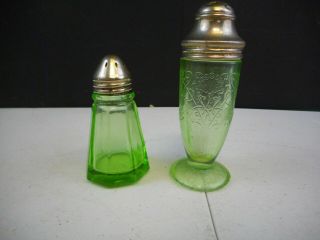 Vintage Green Depression Salt & Pepper Shakers