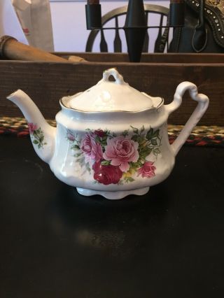 Vintage White & Floral Tea Pot Arthur Woods & Son Staffordshire England