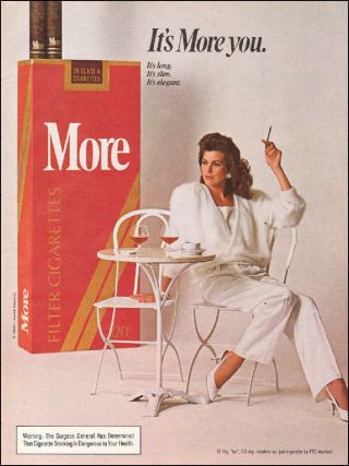 1984 Vintage Tobacco Ad More Cigarettes Classy Model Smoking 022116