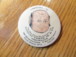 Vintage Celluloid Advertising Pocket Mirror Frouning Face Man Insurance Chicago