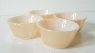 Vintage Set Of 4 Fire King Peach Luster Glass Bowls Custard Ramekins