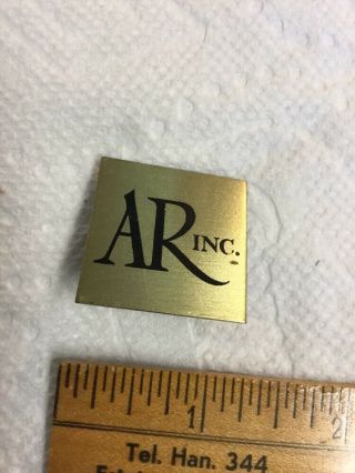 Vintage Ar Acoustic Research Brass Speaker Badge Emblem Sign 1 1/8 " Square
