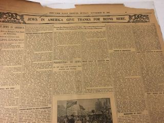 American Jews Give Thanks For Being Here Nov 26,  1905 Vintage Ephemera Newspaper 5
