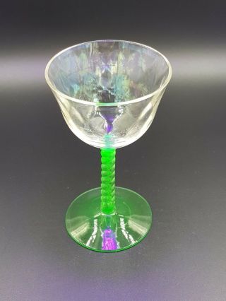 Vintage Depression Glass Green Vaseline Uranium Sherry Glass