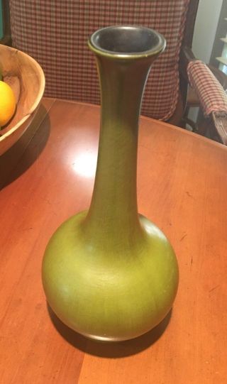 Vintage Royal Haeger Tall Green Long Neck Bud Vase Signed,  Very Decorative