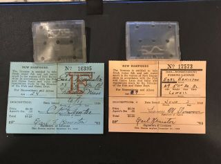Vintage Hunting And Fishing Licenses 4 Hampshire NR And Res 2