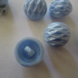 14 X Vintage Blue Domed Plastic Buttons Hats 13mm & 6mm 1960s Retro Mod