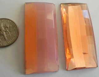 13 Assorted Vintage German Glass Giant Pink Rectangle Stones 45mm X 20mm
