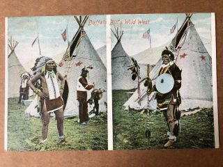 Vintage Unposted Postcard Buffalo Bill’s Wild West,  Native American