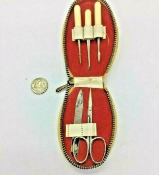 Vintage Small Manicure Set.  Austria/germany.  Bakelite Handles (?) German Tools.