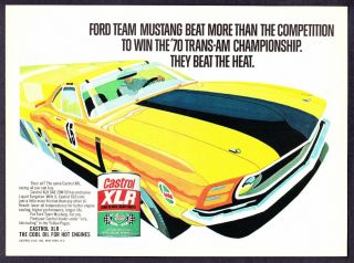 1970 Ford Mustang Boss 302 Trans - Am Art Castrol Xlr Racing Oil Vintage Print Ad
