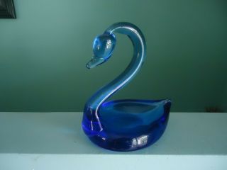 vintage art deco horse shoe bud vase depression blue glass 3