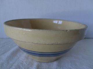 Vintage Hull Pottery Yellow Ware Mixing Bowl - Blue Stripes - No.  421