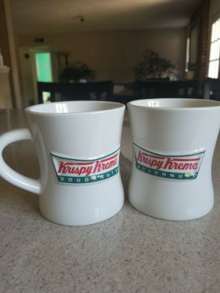 Krispy Kreme Doughnuts Coffee Mugs Vintage Diner Restaurant Ware Raised Logo