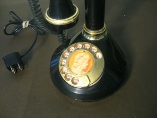 Vintage black candlestick style rotery dial telephone Made in Italy 2