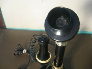Vintage black candlestick style rotery dial telephone Made in Italy 3